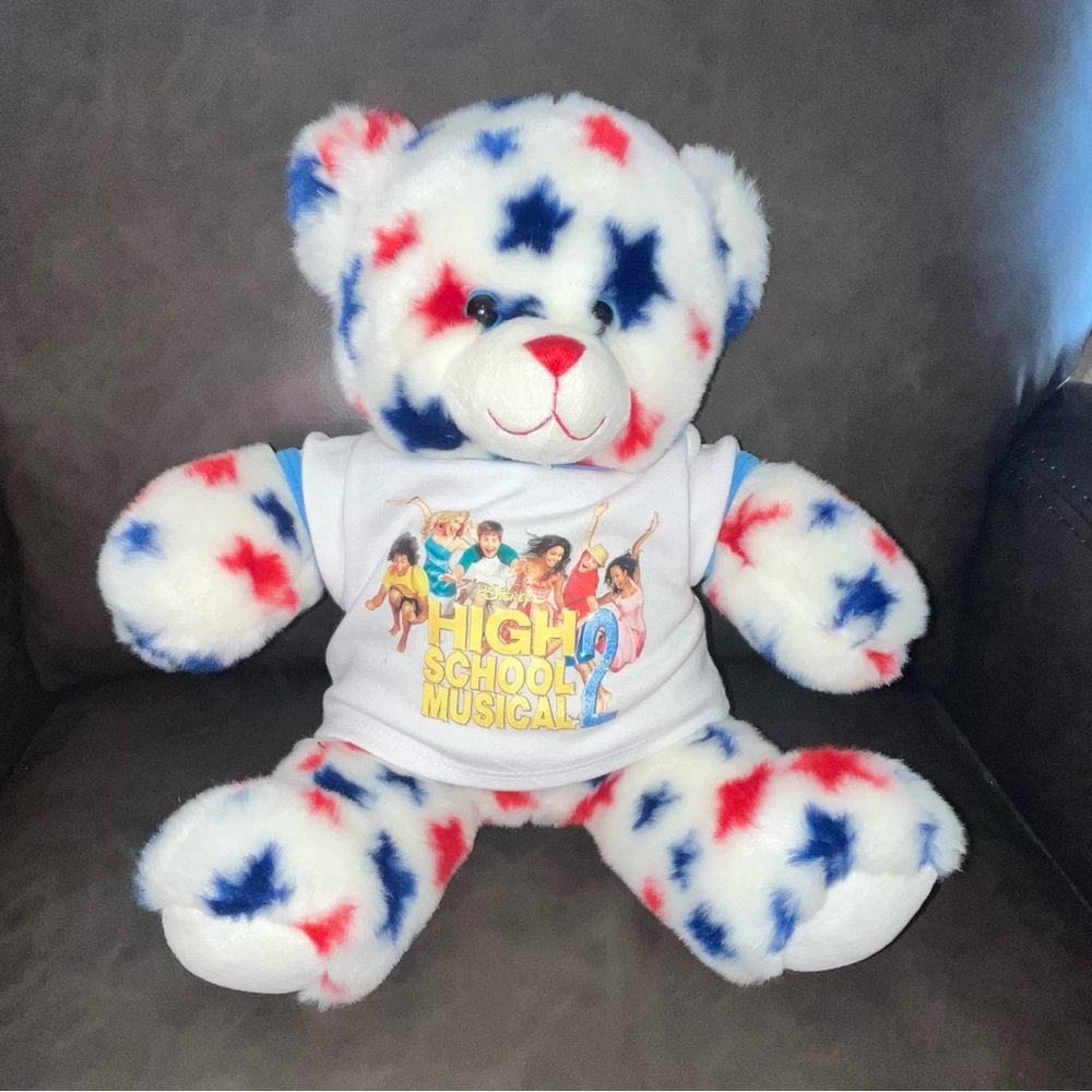 Build A Bear Teddy Plush Red White Blue Stars High School Musical T Shirt